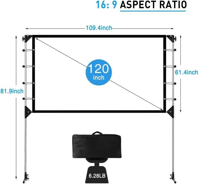 スクリーン 120インチ 16:9 プロジェクタースクリーン スタンド付き 自立式スクリーン projector screen スクリーン 壁掛け 持ち運び 折_2