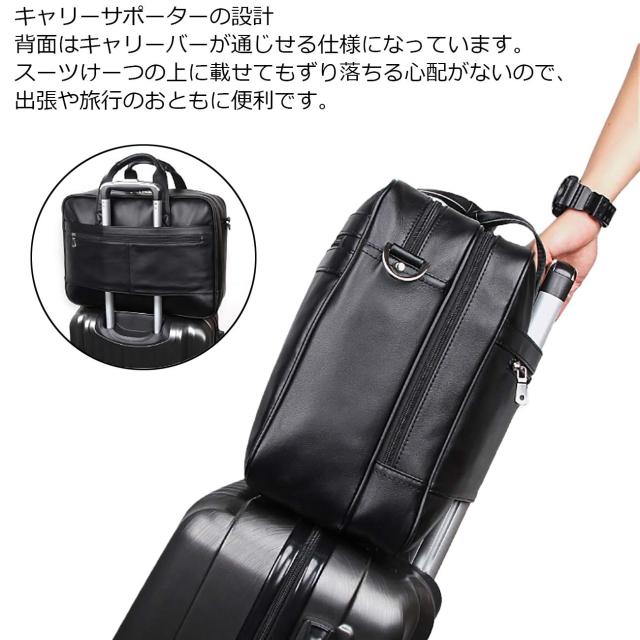 Ariga] ビジネスバッグ メンズ 本革 牛革 2way A4対応 自立 大容量