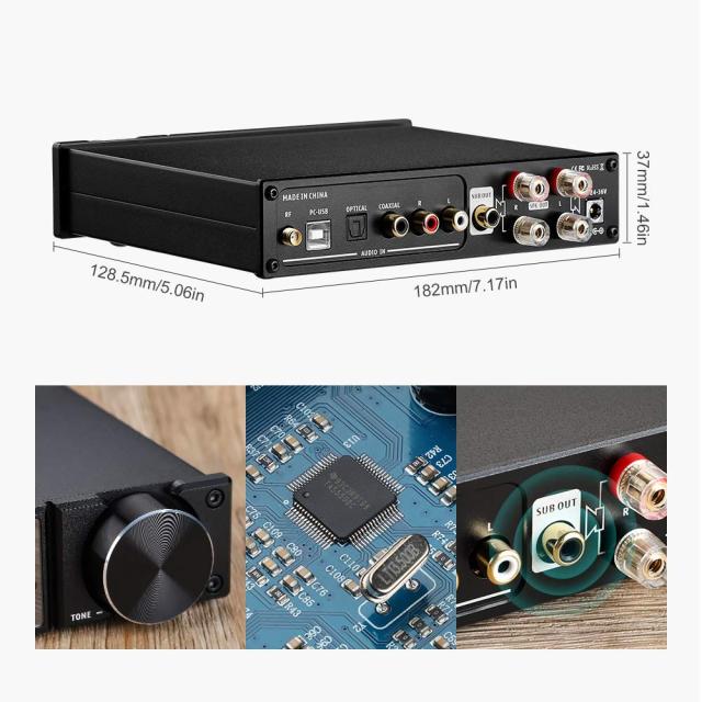 AIYIMA Bluetooth5.0 サウンドアンプ 120W*2 HIFI 2.1チャネル デジタルパワーアンプサブウーファーアンプ USB DAC OLEDリモートAPTX ホームシアター AIYIMA D03 Bluetooth5.0 パワーアンプ AIYIMA Bluetooth5.0 サウンド