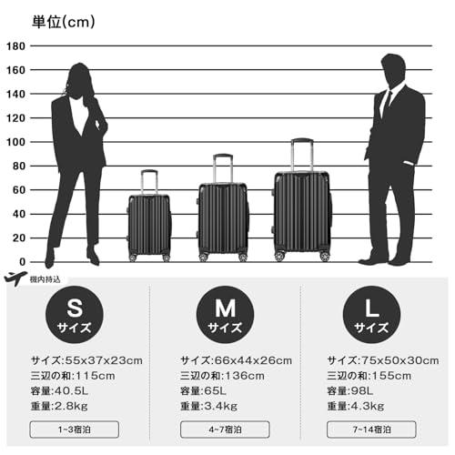 [VARNIC] スーツケース キャリーバッグ  ダブルキャスター 耐衝撃  TSAローク搭載  (S サイズ(40.5L, 黒-2)