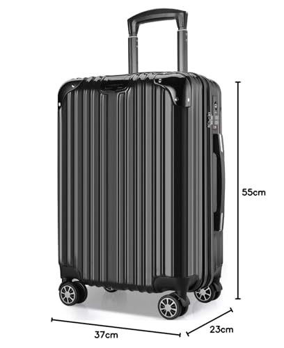 [VARNIC] スーツケース キャリーバッグ  ダブルキャスター 耐衝撃  TSAローク搭載  (S サイズ(40.5L, 黒-2)