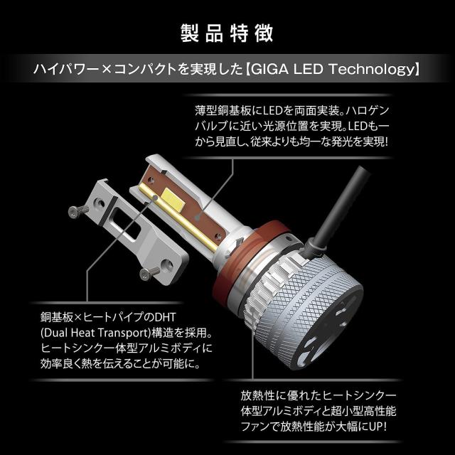 カーメイト(CARMATE) GIGA 車用 LEDヘッドライト S7シリーズ 5000K 車検対応 自然な白色光 H8 H9 H11 H16 BW557_4
