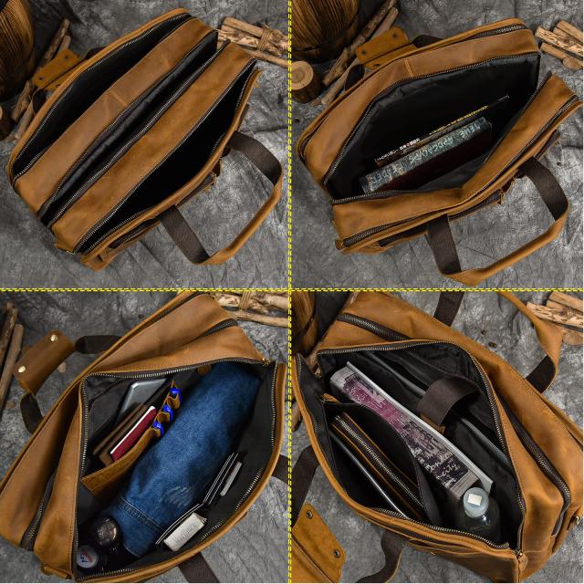 Luufan] ビジネスバッグ 本革 メンズ 大容量 3収納室 ビジネス鞄 16