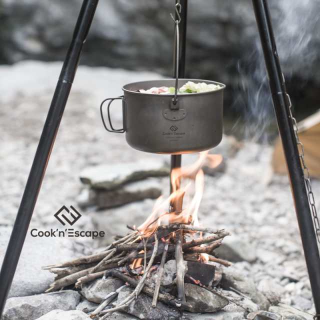 COOK'N'ESCAPE チタン クッカー 吊り鍋 1950ml 大容量 2点セット ポット フライパン キャンプ用品 アウトドア食器  収納袋付きの通販はau PAY マーケット - hkマーケット | au PAY マーケット－通販サイト