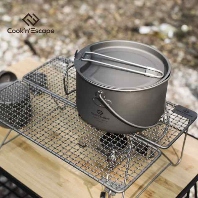 COOK'N'ESCAPE チタン クッカー 吊り鍋 1950ml 大容量 2点セット