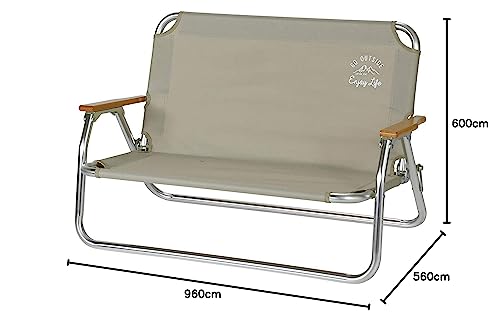 キャプテンスタッグ(CAPTAIN STAG) ベンチ アルミ 背付き ローベンチ W960×D560×H600 モンテ UC-1830 カーキ 幅960×奥行560×高さ600m_1