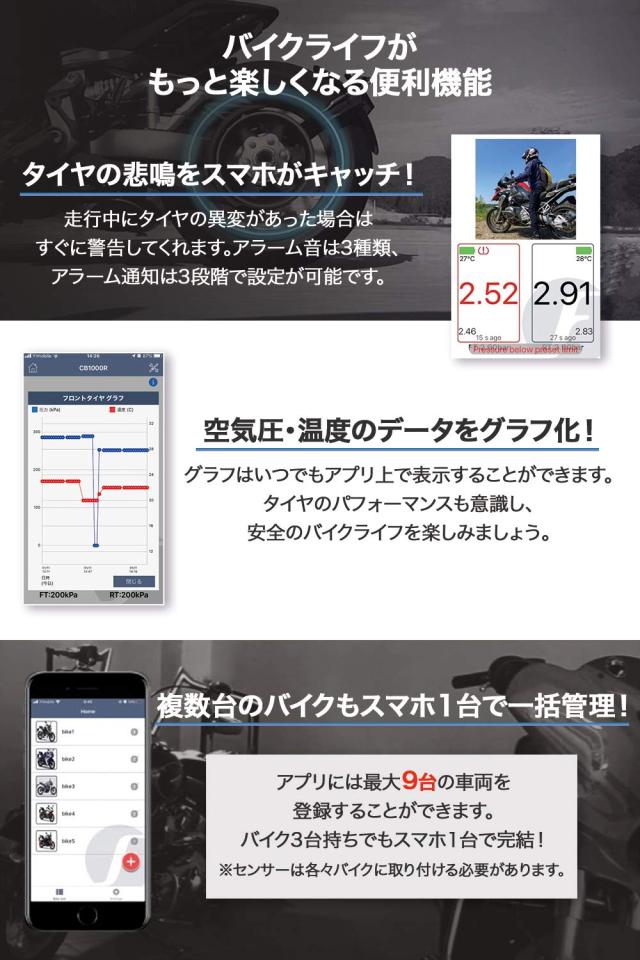 FOBO Bike 2 TPMS 空気圧センサー バイク スマホでチェック