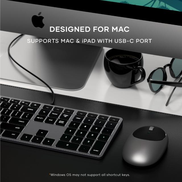 Satechi スリム W3 USB-C キーボード 有線 バックライト US配列 テンキー付き, 有線キーボード (MacBook Pro, iMac, Mac Mini など Macデ_4