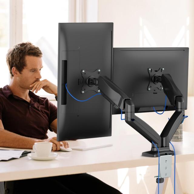 デュアルノートパソコンアーム ガススプリング式 2画面 ノートPC