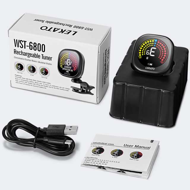 ギターチューナー 充電式 ギター/ベース用 クリップチューナー