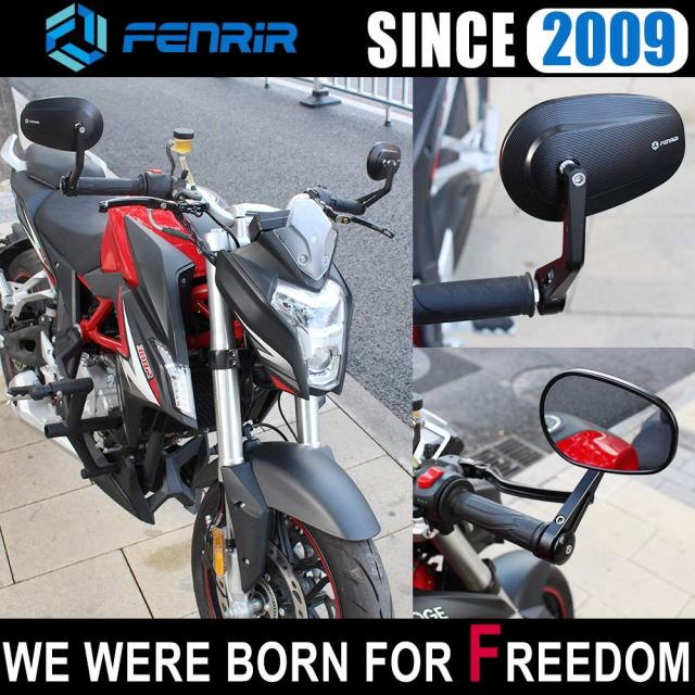 FENRIR ブラック オートバイ バイク バーエンドミラー バイク ミラー レトロ CNC 陽極酸化処理 アルミ にとって M6/M8 ネジ / ハンドルバ