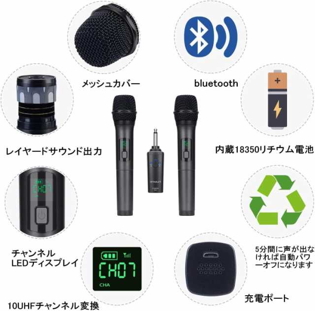 Kithouse K380Aワイヤレスマイク Bluetoothカラオケマイク 2本セット LED ディスプレイ 電池式 UHF 10チャンネル  ダイナミックマイク 6.3の通販はau PAY マーケット - Litlulu Meena | au PAY マーケット－通販サイト