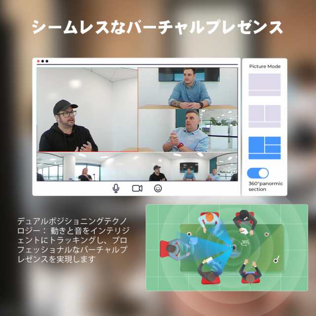 COOLPO AI Huddle PANA, Zoom 会議用 Webカメラ, 360度カメラ スピーカー マイク 一体型, Webカメラ 広角  4k, ウェブカメラ 1080p, テレの通販はau PAY マーケット - hkマーケット | au PAY マーケット－通販サイト