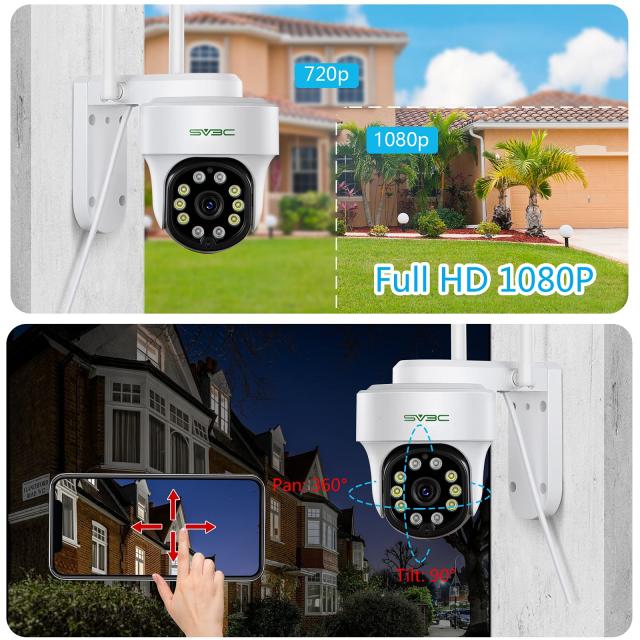 SV3C 防犯カメラ ワイヤレス 屋外 wifi 監視カメラ 人体検知 PT