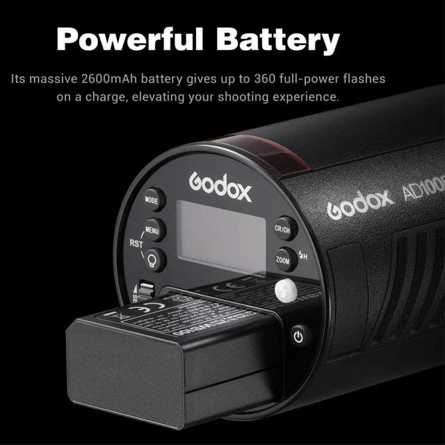 【Godox正規代理店】Godox AD100Proフラッシュストロボ、 100Ws TTL 2.4G HSS 1 / 8000sポケットフラッシュストロボ、7.2V / 2600mAhリチ