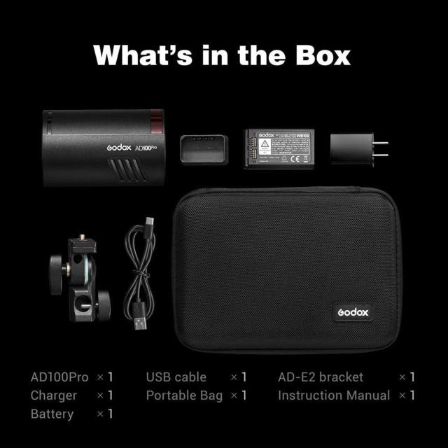 【Godox正規代理店】Godox AD100Proフラッシュストロボ、 100Ws TTL 2.4G HSS 1 / 8000sポケットフラッシュストロボ、7.2V / 2600mAhリチ