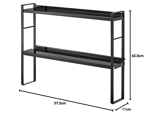 山崎実業(Yamazaki) コンロ奥 隙間ラック 2段 ブラック 約W57.5XD11XH42.5cm タワー ガスホースを通せる穴付き 5222の通販は