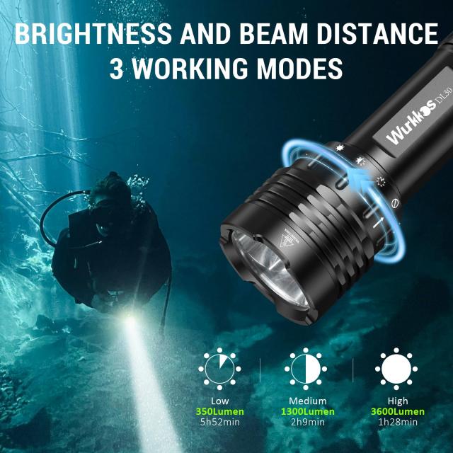 Wurkkos DL30 ダイビングライト LED 懐中電灯 水中ライト 潜水可能