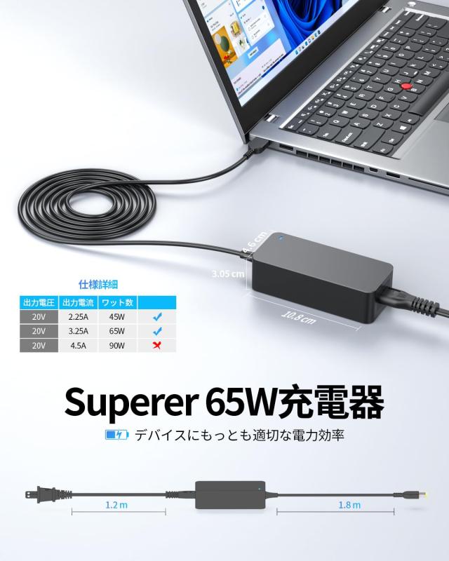 NEC LAVIE ノートパソコン ※充電しながらのみ利用可能 20V 3.25A 65W 充電器 対応 NEC Lavie ACアダプター LAVIE