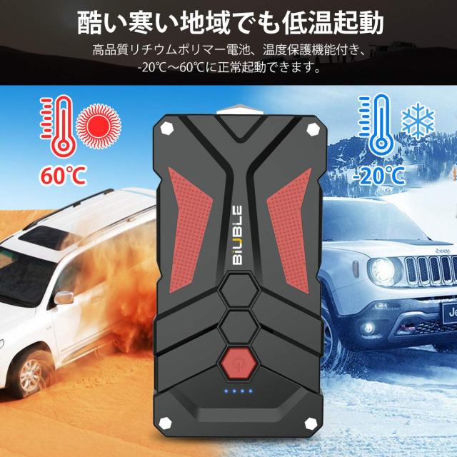 ジャンプスターター 12800mAh大容量 2000Aピーク電流 (最大7.0a BIUBLE ジャンプスターター 12800mAh大容量 2000Aピーク電流 (最大7.0L