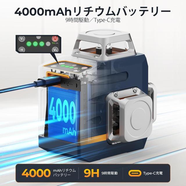 CIGMAN 3Dレーザー墨出し器 リモートコントロール 3x360°グリーン 