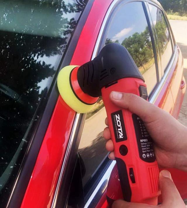ZOTAポリッシャー,75mm小型 ランダムオービタル式,100V六段変速 3000-7200RPM 恒定回転速度 業務用 家庭用 自動車用 車磨き バイク用, 木_4