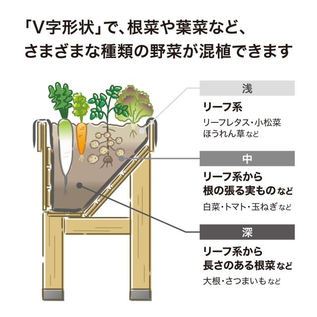 タカショー プランター ホームベジトラグ ウォールハガー S グレイウォッシュ 鉢 植木鉢 木製 野菜 花 奥行46cmの省スペース設計 高さ80c_5
