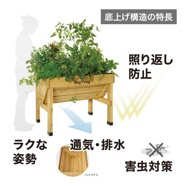 タカショー プランター ホームベジトラグ ウォールハガー S グレイウォッシュ 鉢 植木鉢 木製 野菜 花 奥行46cmの省スペース設計 高さ80c_6