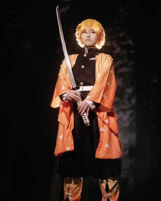神併良品 我妻善逸 コスプレ ウィッグ付き 雷の呼吸 あがつま
