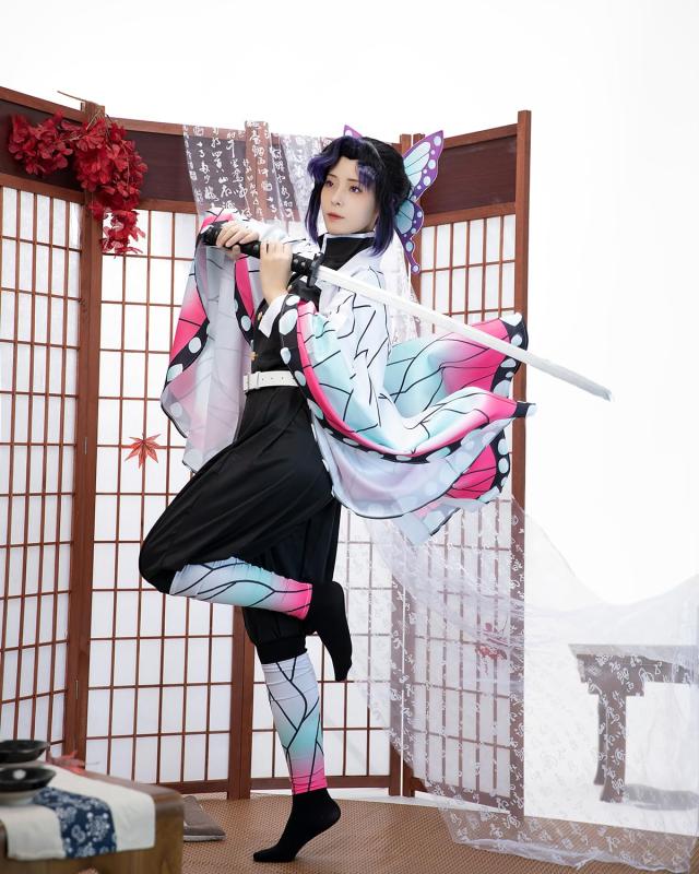 胡蝶しのぶコスプレまとめ売り　ウィッグ、羽織、脚絆、髪飾り 胡蝶しのぶコスプレまとめ売り ウィッグ、羽織、脚絆、髪飾り