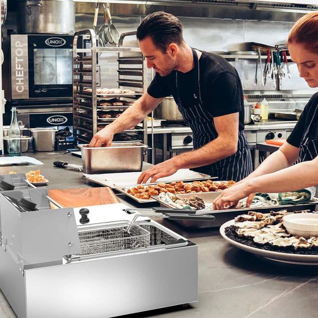 電気フライヤー 卓上フライヤー 揚げ物器 ミニフライヤー 温度調節 6L