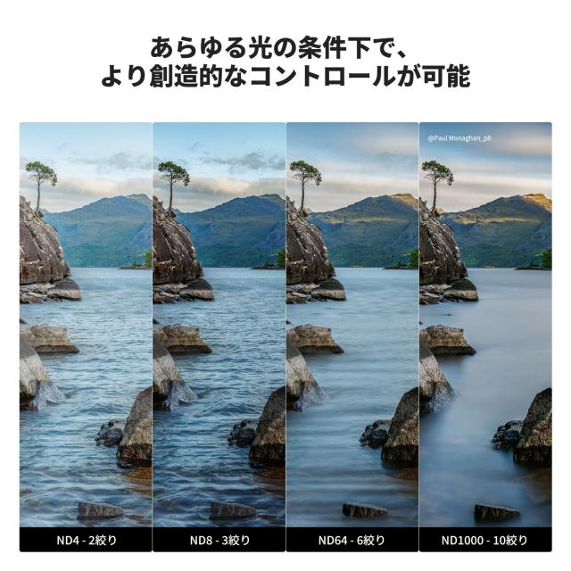 K＆F Concept 49mm NDフィルターセット ND4+ND8+ND64+ND1000 日本製AGC光学ガラス HD超解像力 低い反射率 28層ナノコーティング 超薄 撥水_2