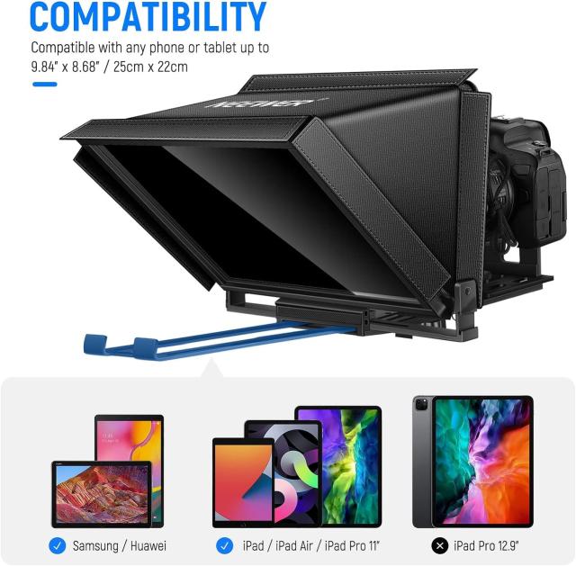 NEEWER X12 14インチ テレプロンプター アルミニウム合金製 iPad タブレット スマートフォン DSLRカメラに対応 リモートコントロール キ_8