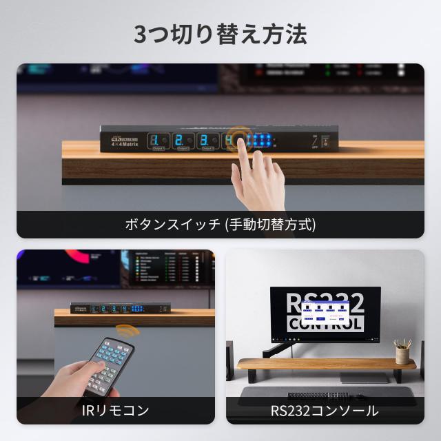 TESmart HDMI マトリックス 4入力4出力 PAP機能 切り替え器 HDMI