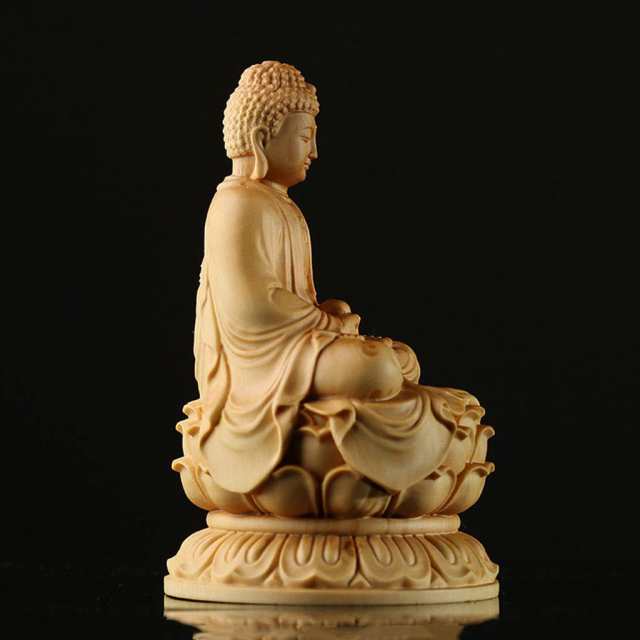 仏像 釈迦如来像 曹洞宗 釈迦如来座像 【如来】お釈迦様 蓮台 高級天然ツゲ木彫り 如来仏像 彫刻仏像・木製仏像・手彫り仏像 置物 祈る の通販は