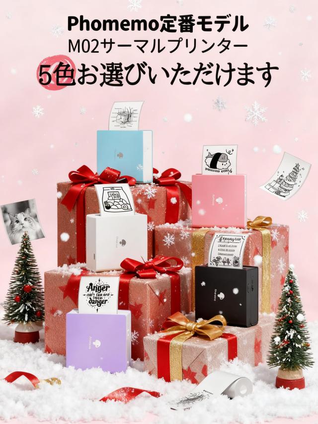 Phomemo M02 スマホ対応 ミニプリンター 3ロールシール付き セット ポータブル型 サーマルプリンター メモプリンター モバイルプリンター_1