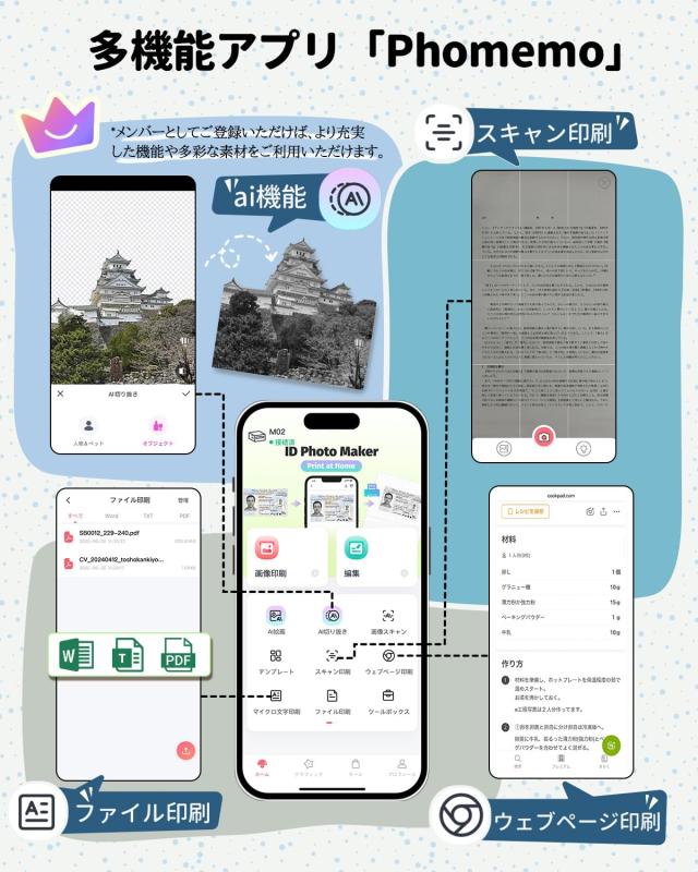 Phomemo M02 スマホ対応 サーマルプリンター 3ロールシール付き セット ポータブル型 ミニプリンター メモプリンター モバイルプリンター_3