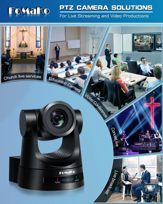 FoMaKo PTZカメラ 30倍光学ズーム HDMI/3G-SDI/IP出力 AI自動追尾 POEサポートIPカメラ HD1080p@60fps 大人数の会議 教育 病院 教会 ライ_4