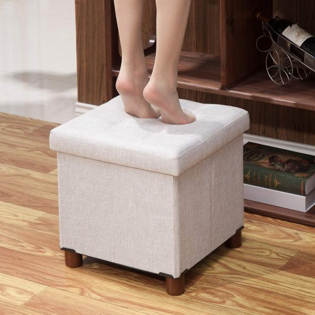 MONCOT 収納スツール オットマン 収納ボックス 折りたためる 脚付き 足置き台 玄関 ソファー ふた付き スツールチェア フットスツール ス