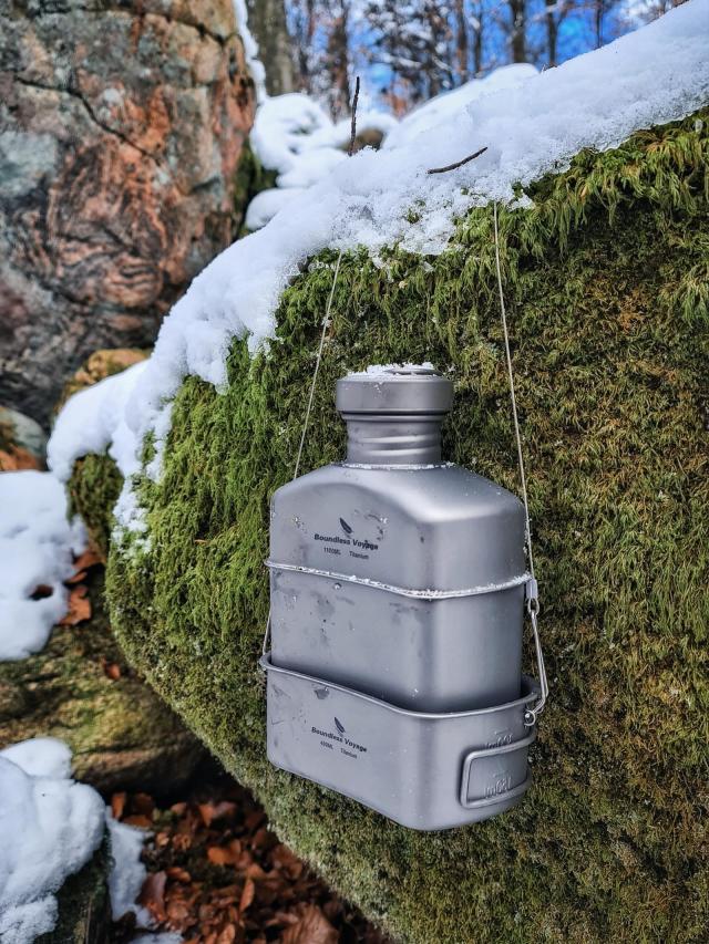 Boundless Voyage チタン 飯ごう ハンゴウ兵式 クッカーセット ミリタリー メスキット キャンプ用 調理器具(400ml+750ml 2点セットTi2048_8