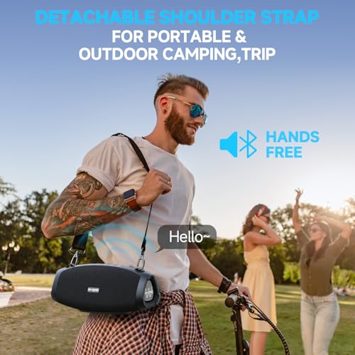 W-KING 70W Bluetoothスピーカー 重低音、IPX6防水ポータブルワイヤレスアウトドアスピーカー、7.2V 7800mAhパワーバンク、DSP、クリスタ