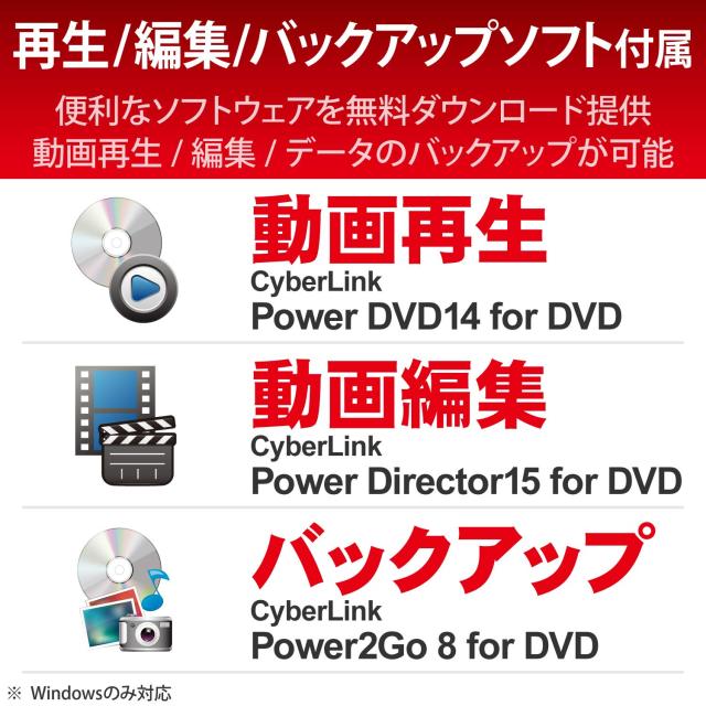 ロジテック 外付け DVDドライブ USB3.2(Gen1) USB Type Cケーブル付 windows/Mac/Surface対応 サイバーリンク 書き込み/再生/編集ソフト_3