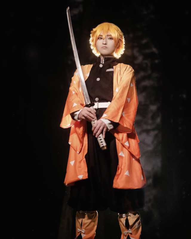 神併良品 我妻善逸 コスプレ ウィッグ付き 雷の呼吸 あがつま