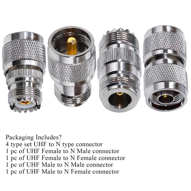 N型 M型 同軸コネクタ TUOLNK 4タイプセット UHF-N型 RF同軸アダプタ