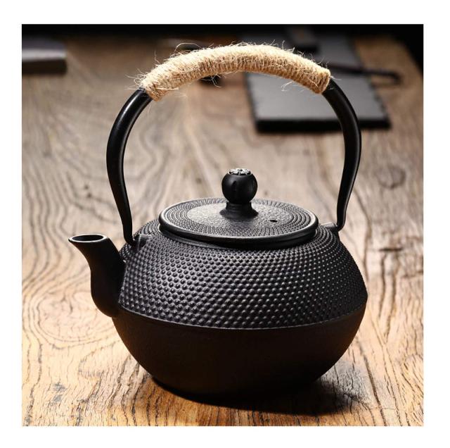 HwaGui 鉄瓶 急須 おしゃれ ih 鉄やかん 鉄分補給 鉄びん 霰・黒 1200ml (鉄瓶 1.2L) HwaGui 南 鉄瓶 鉄器 ?? 急須 ih対応 直火 鉄やかん 部 鉄分補給 600ml