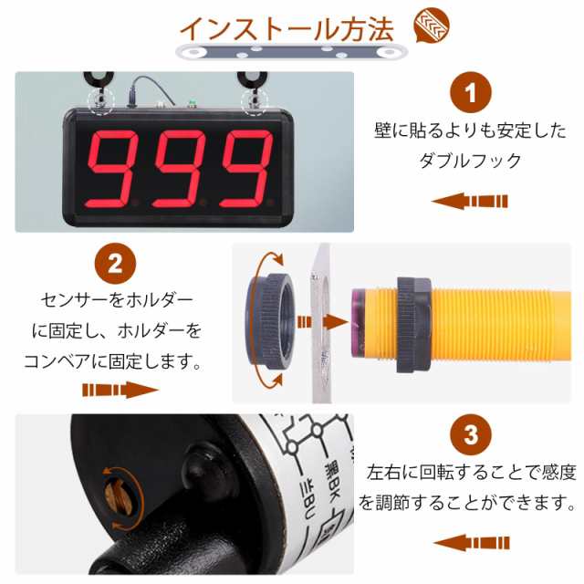 JIAWANSHUNデジタル赤LEDカウンター 自動カウンター 数取り器 赤外線センサー 大画面 検出距離50cm リモコン付き  工場/駐車場などに適用 の通販はau PAY マーケット - Ｅ４Ｌｉｆｅ | au PAY マーケット－通販サイト