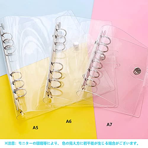 6穴 A6 システム手帳 バインダー a6 透明 ボダン付き 手帳カバー