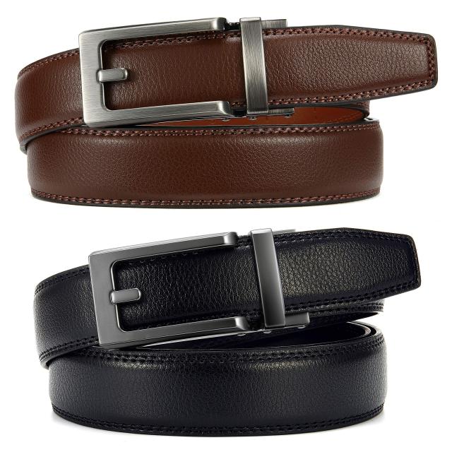 [CHAOREN] 二本セット ベルト メンズ ビジネス、コンフォートクリック スーツベルト、紳士 オートロック式ベルト プレゼント用箱付き(スの通販は