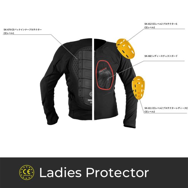 [KOMINE] バイク用 CEアーマードトップインナーウェア SK-693 903 CE規格 04-693 レディース Black Ladies_3