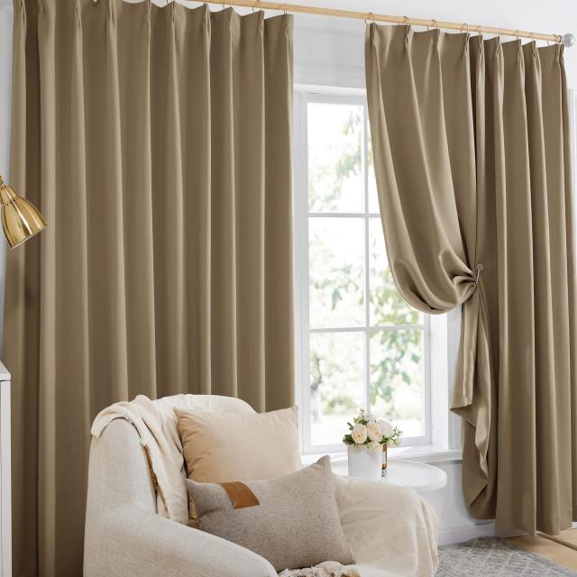 【ブラウン】Deconovo 1級遮光ドレープカーテン Amazon｜Deconovo 遮光カーテン ドレープカーテン 無地 幅180cm